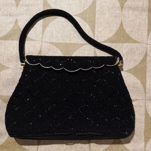 Chic Black Beaded Clutch
